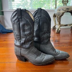 Abilene Western Stitch Blue/Gray Leather Cowboy Boots - Size Mens 9.5